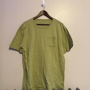 Redwood Creek Mens Large Cotton Pocket Tee Lime Green Short Sleeve Shirt Basics